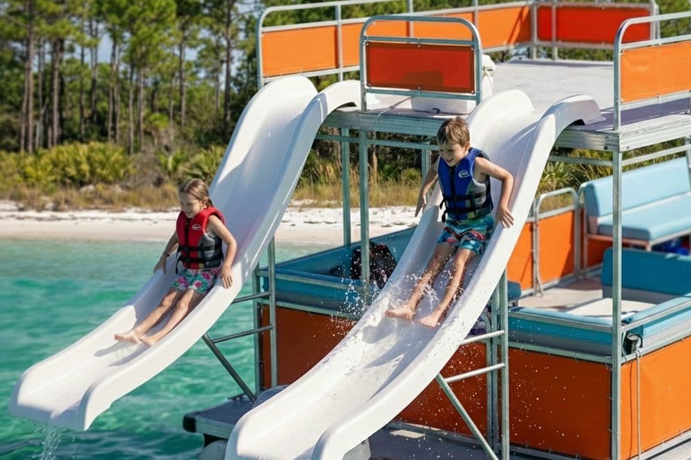 Double Slide Boat Rental in Destin with Restroom up to 12 Guests