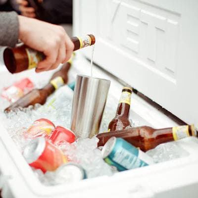Cooler with ice